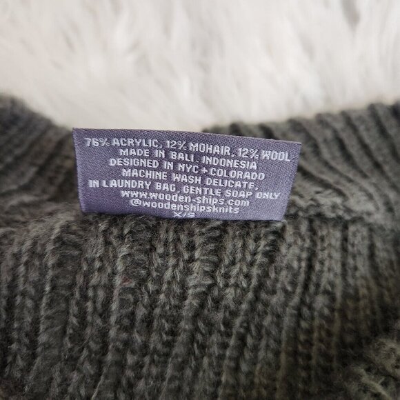 Wooden Ships Long Sleeve Mohair Wool Boxy Sweater Womens Sz Small Olive Green - Picture 5 of 11